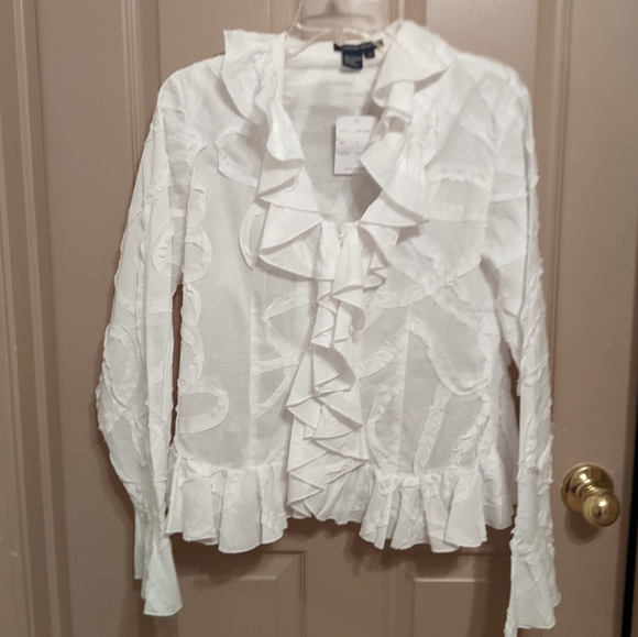 NWT Boston Proper White Ruffled Blouse Sz.12 - Picture 5 of 9